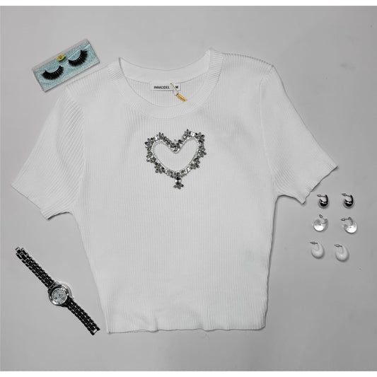 Jewel Heart Crop Top