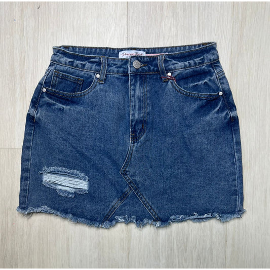 Distressed Denim Skirt