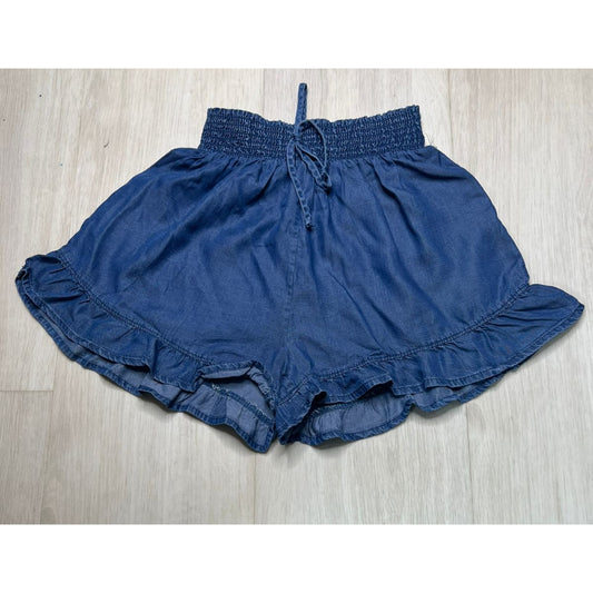 Ruffled Light Denim Shorts